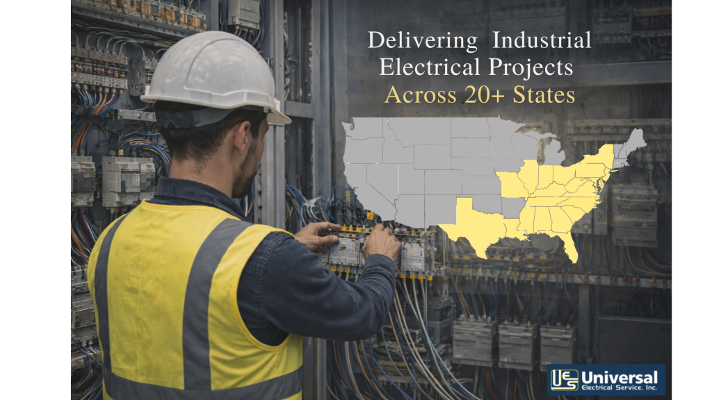 Industrial electrical contractor working on multi-state project installation
